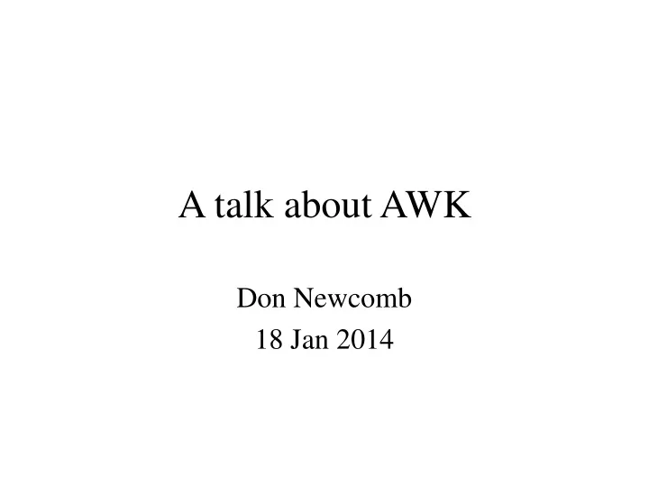 a talk about awk