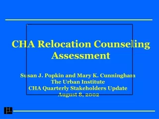 CHA Relocation Counseling Assessment