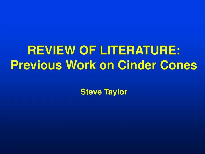 review of literature previous work on cinder