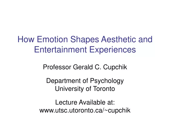 how emotion shapes aesthetic and entertainment experiences