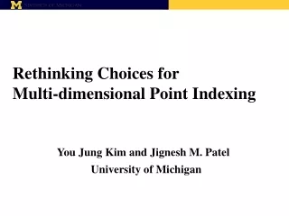 Rethinking Choices for  Multi-dimensional Point Indexing