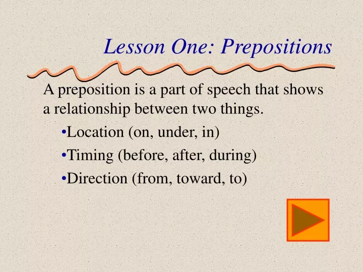 lesson one prepositions