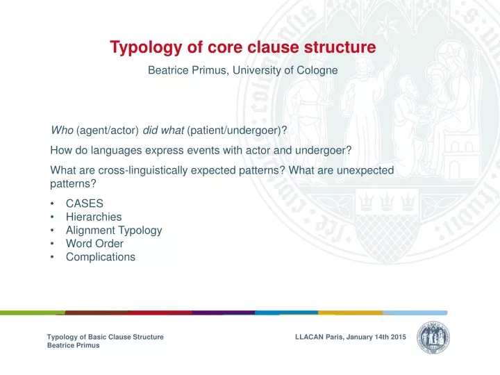 typology of core clause structure beatrice primus