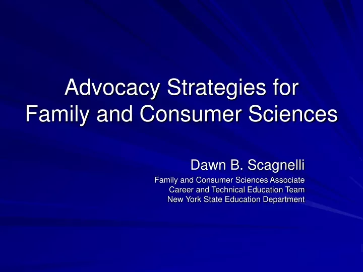 advocacy strategies for family and consumer sciences