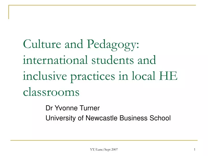 culture and pedagogy international students