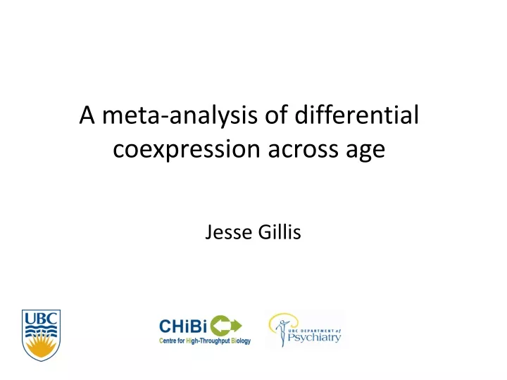 a meta analysis of differential coexpression across age