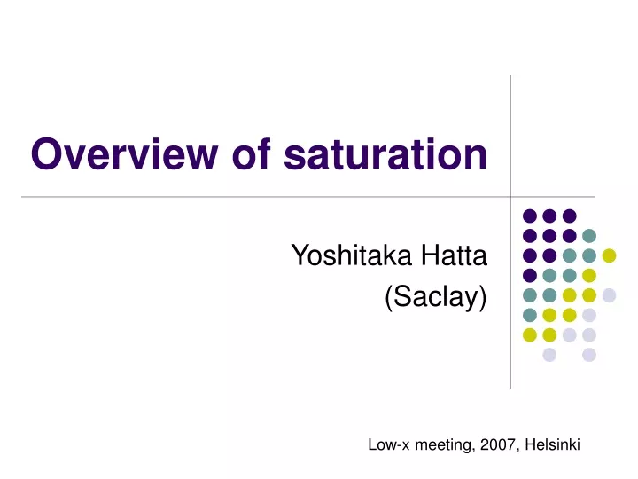 overview of saturation
