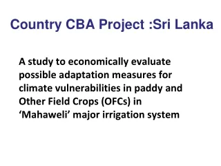 Country CBA Project :Sri Lanka