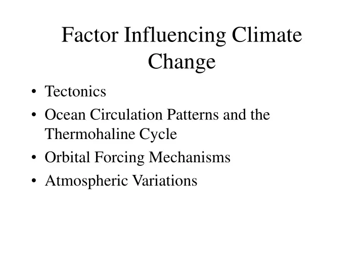 factor influencing climate change