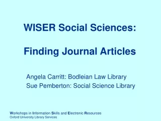 WISER Social Sciences:  Finding Journal Articles
