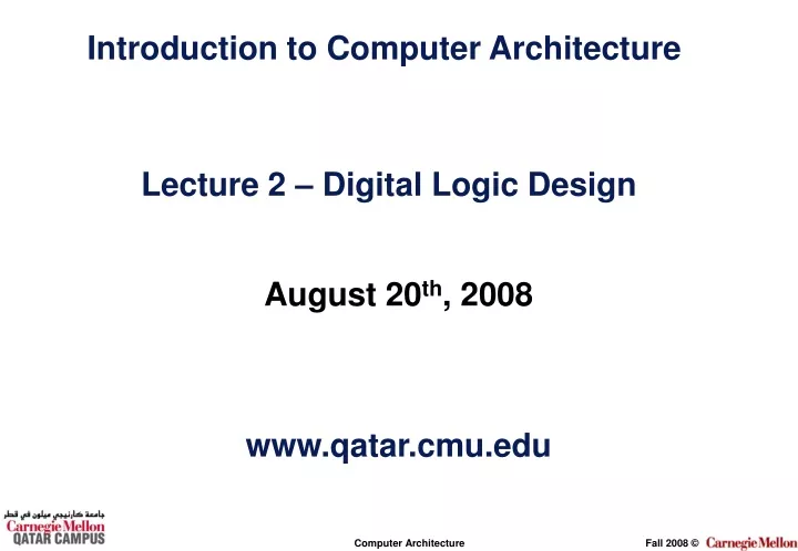 introduction to computer architecture lecture