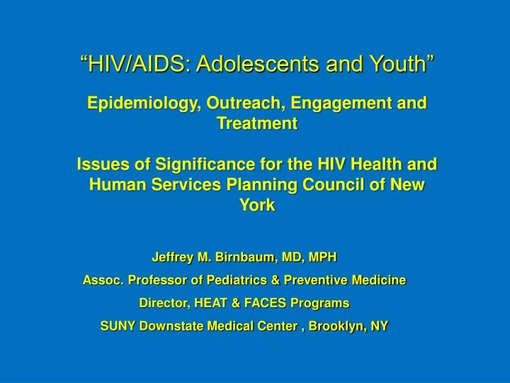 hiv aids adolescents and youth