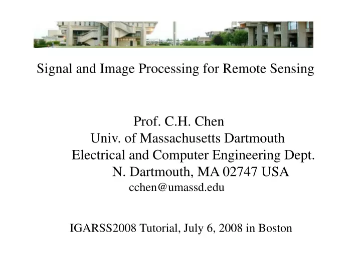 signal and image processing for remote sensing