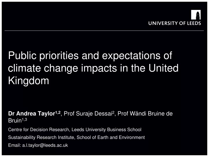 public priorities and expectations of climate change impacts in the united kingdom