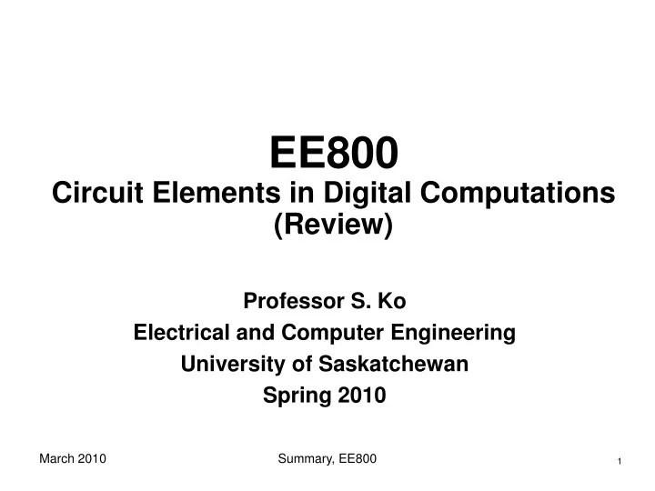 ee800 circuit elements in digital computations review