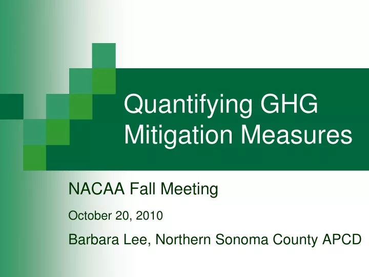 quantifying ghg mitigation measures