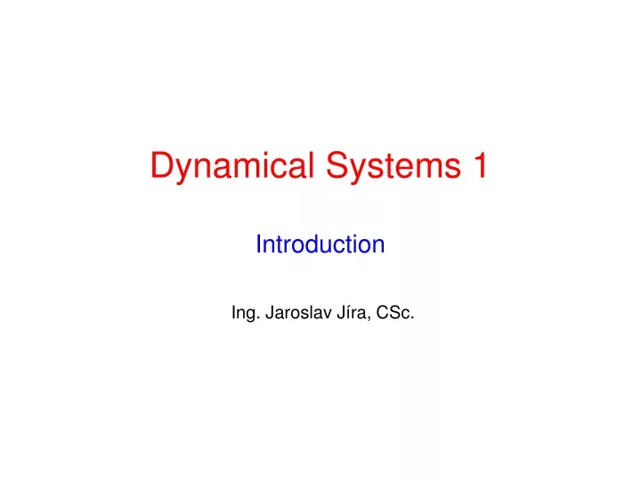 dynamical systems 1 introduction