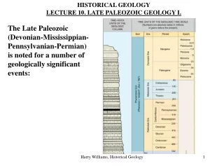 HISTORICAL GEOLOGY LECTURE 10. LATE PALEOZOIC GEOLOGY I.