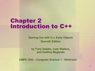 Chapter 2 Introduction to C++