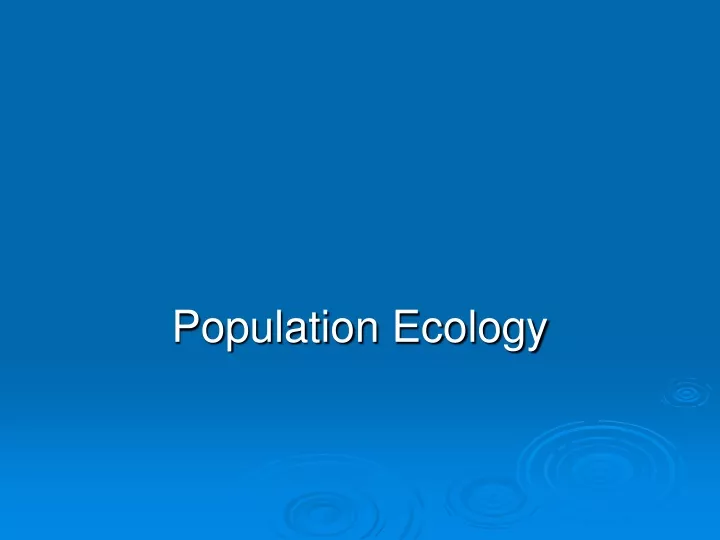 population ecology