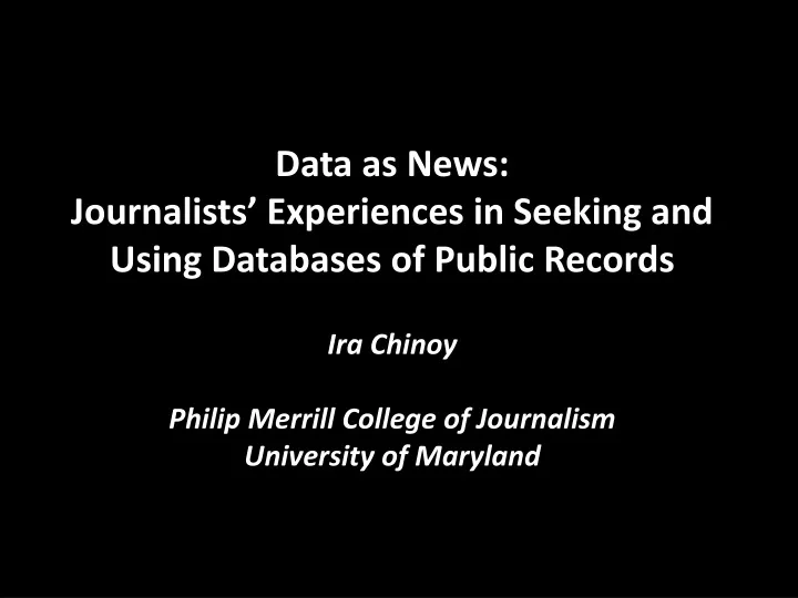 data as news journalists experiences in seeking