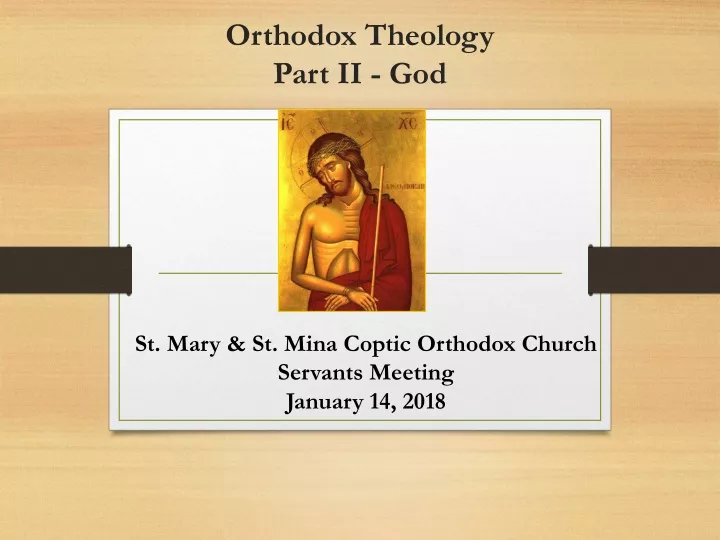 orthodox theology part ii god