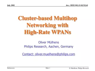Cluster-based Multihop Networking with High-Rate WPANs