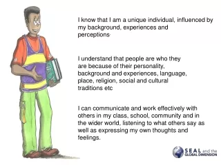 I know that I am a unique individual, influenced by my background, experiences and perceptions .
