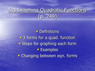 5.1 Graphing Quadratic Functions (p. 249)