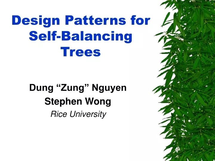 design patterns for self balancing trees