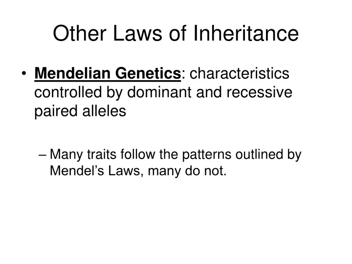 other laws of inheritance