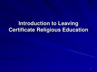 Introduction to Leaving Certificate Religious Education