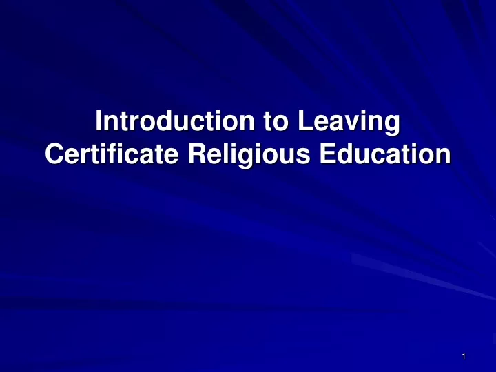 introduction to leaving certificate religious education