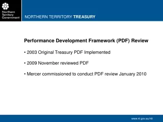 Performance Development Framework (PDF) Review  2003 Original Treasury PDF Implemented
