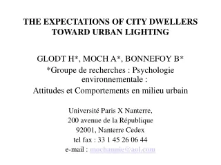 THE EXPECTATIONS OF CITY DWELLERS TOWARD URBAN LIGHTING
