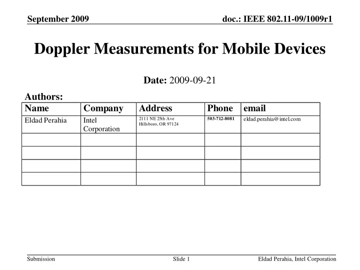 doppler measurements for mobile devices
