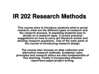IR 202 Research Methods