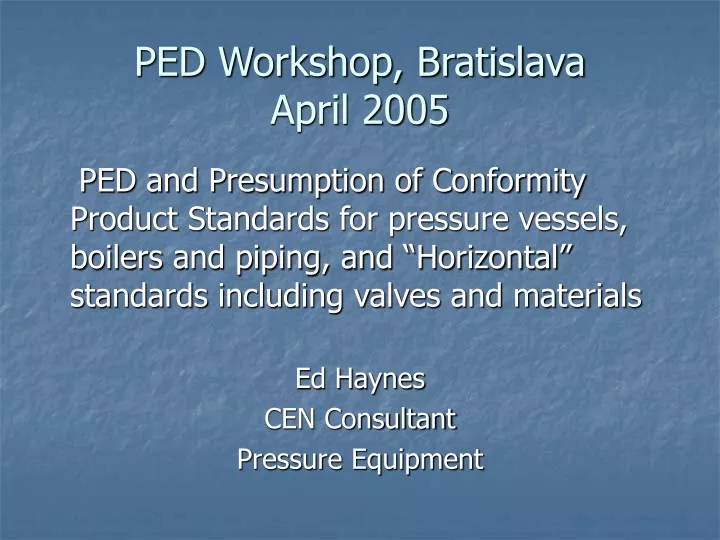 ped workshop bratislava april 2005