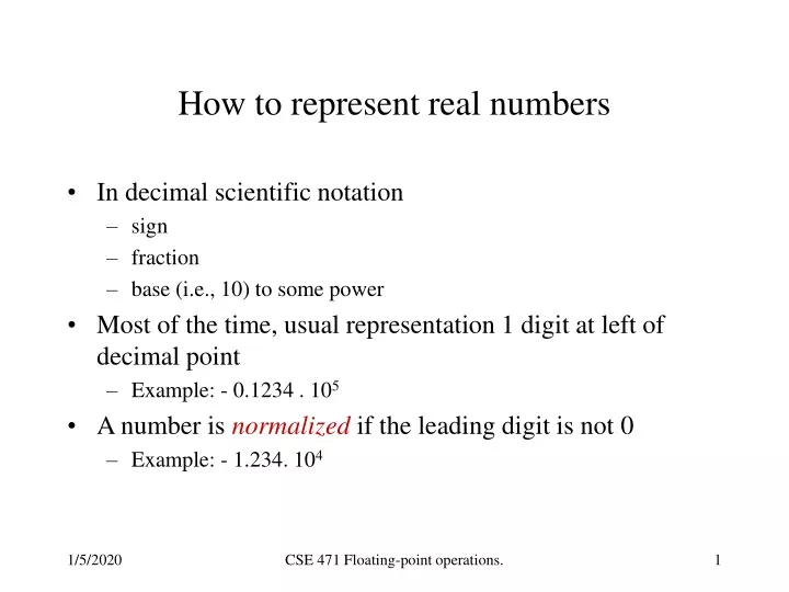 how to represent real numbers