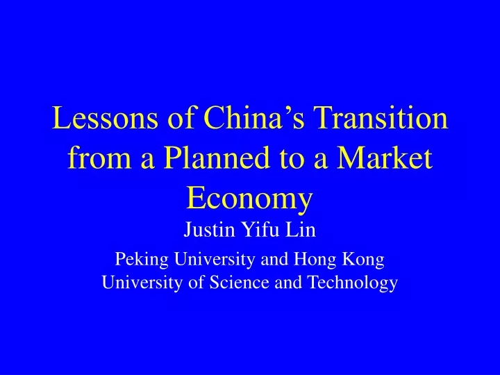 lessons of china s transition from a planned to a market economy