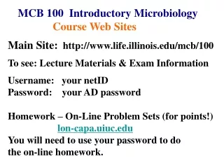 MCB 100  Introductory Microbiology Course Web Sites