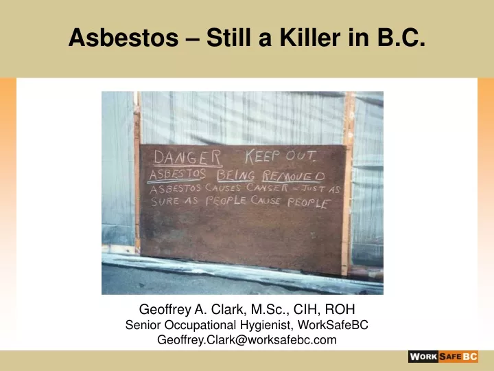 asbestos still a killer in b c