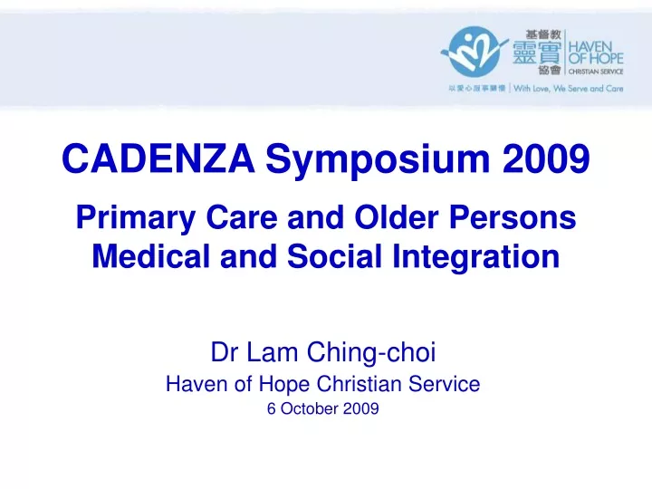 cadenza symposium 2009 primary care and older persons medical and social integration