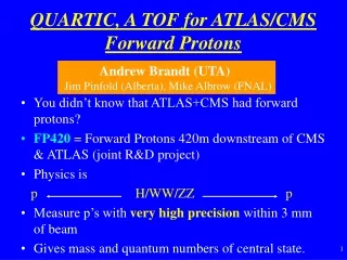 QUARTIC, A TOF for ATLAS/CMS Forward Protons