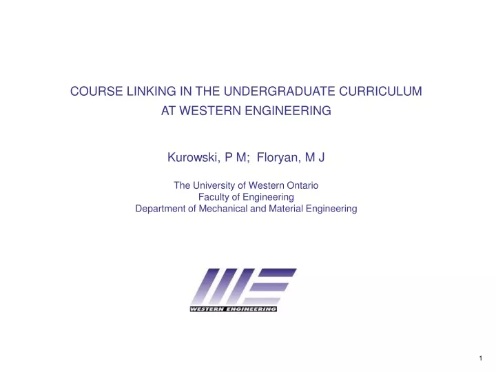 course linking in the undergraduate curriculum