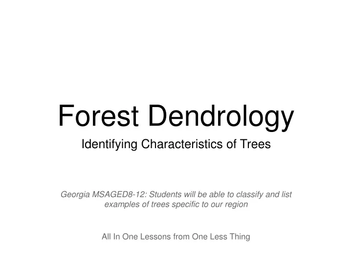 forest dendrology