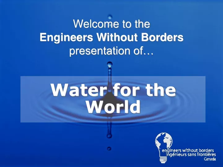 water for the world