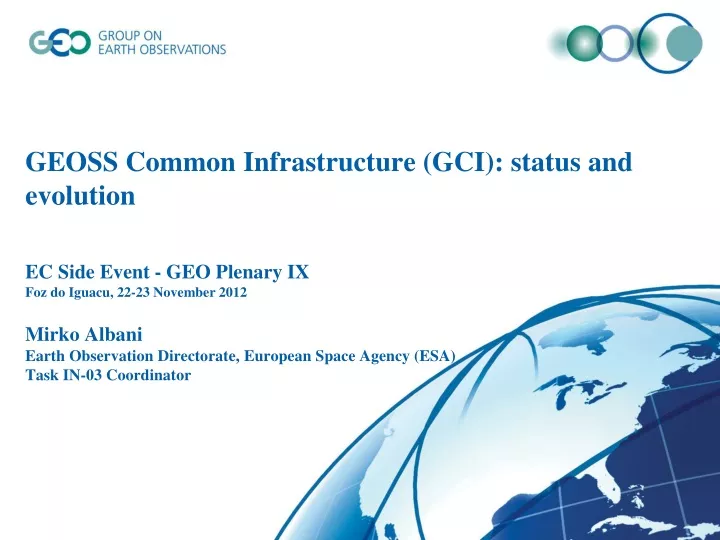 geoss common infrastructure gci status