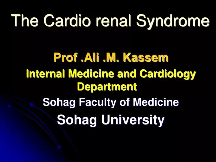 the cardio renal syndrome