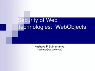 Security of Web  Technologies:  WebObjects